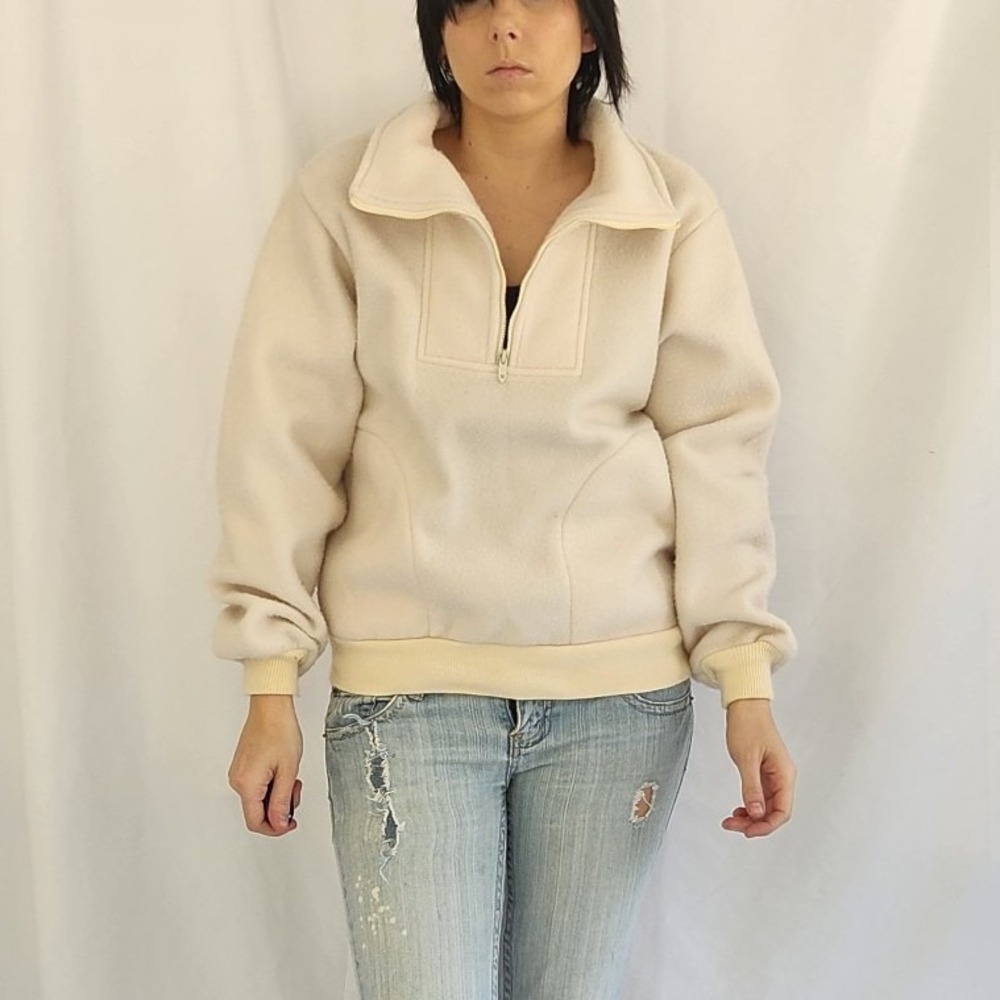 Y2K Unionbay Cream Fleece‎ Quarter Zip Sweatshirt